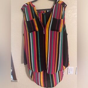 Torrid Sleeveless button down striped blouse with pockets size 3